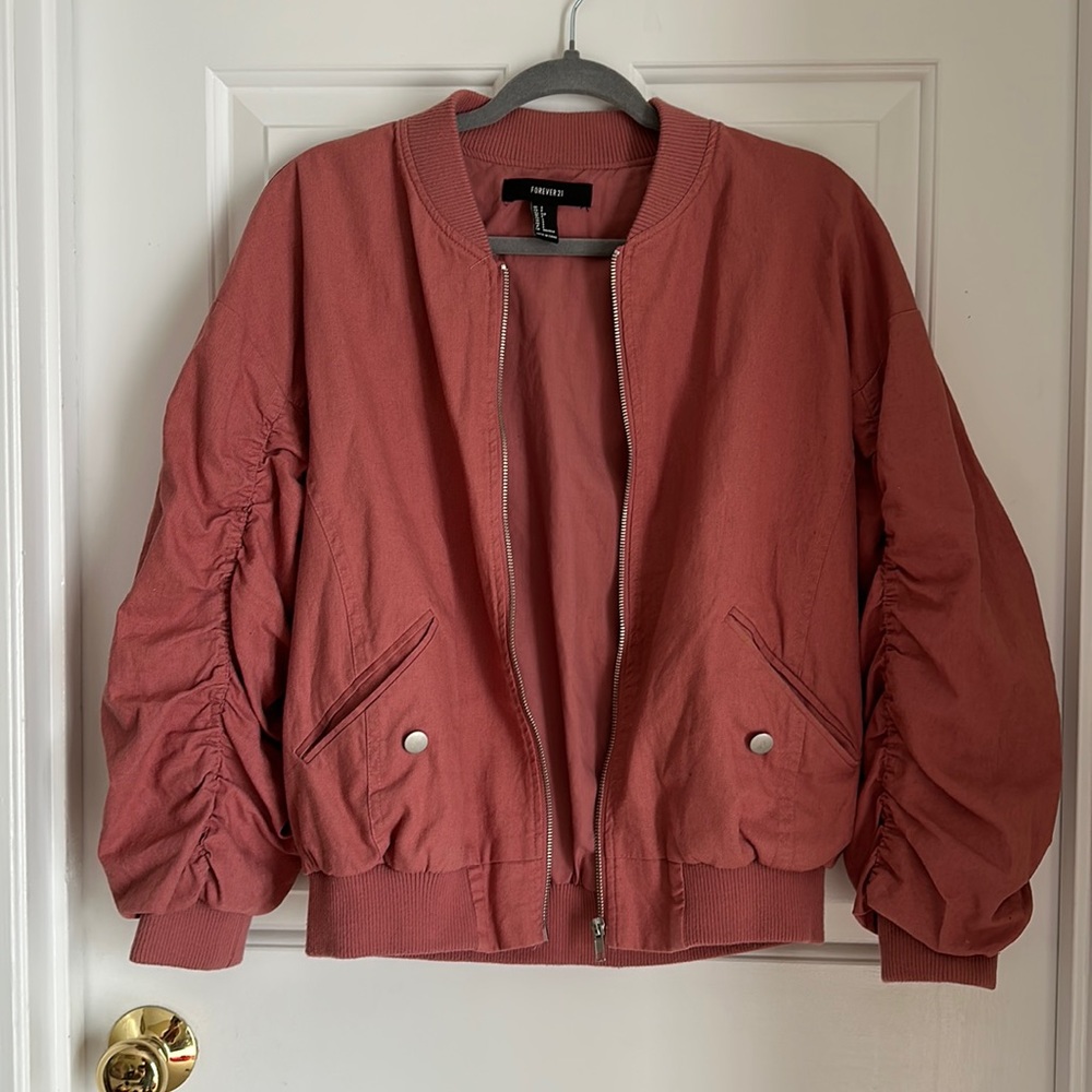 Pink Bomber Jacket Cotton Material Size Small